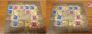 Winning by Castling - knocking the Red players knights out of position allowed for the Blue player to land a knight on one of Red's starting spots.